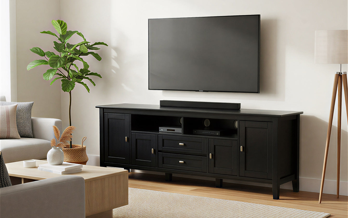 Black | Warm Shaker 72 inch TV Stand