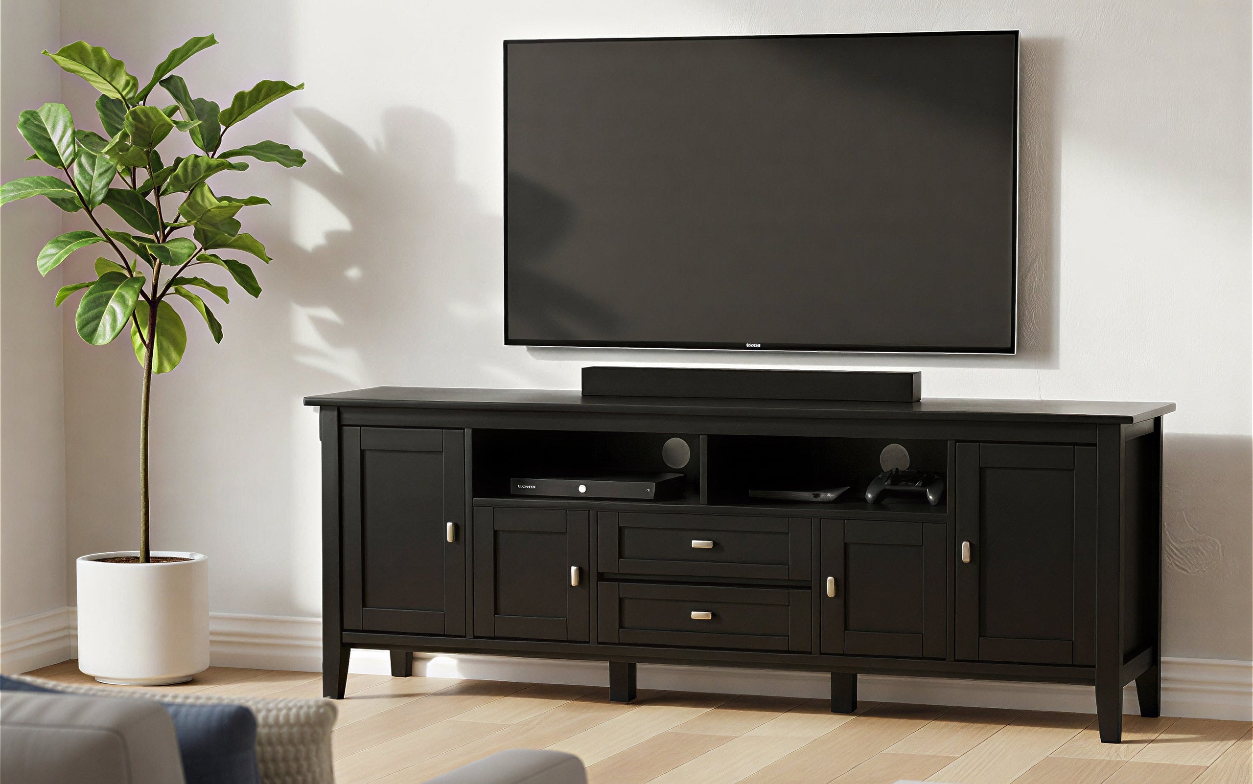 Black | Warm Shaker 72 inch TV Stand