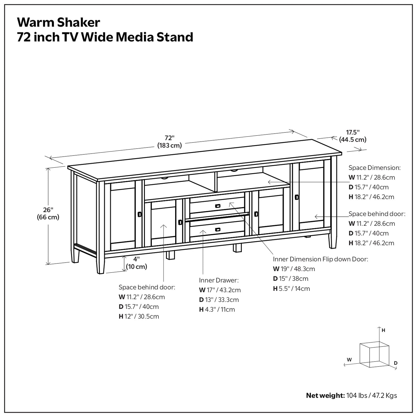 Hickory Brown | Warm Shaker 72 inch TV Stand