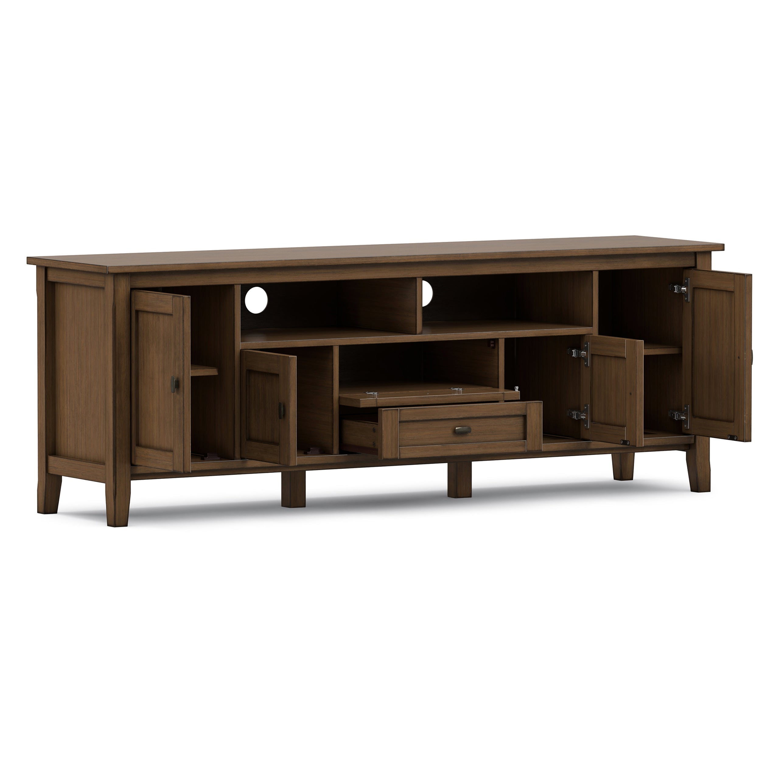 Rustic Natural Aged Brown | Warm Shaker 72 inch TV Media Stand