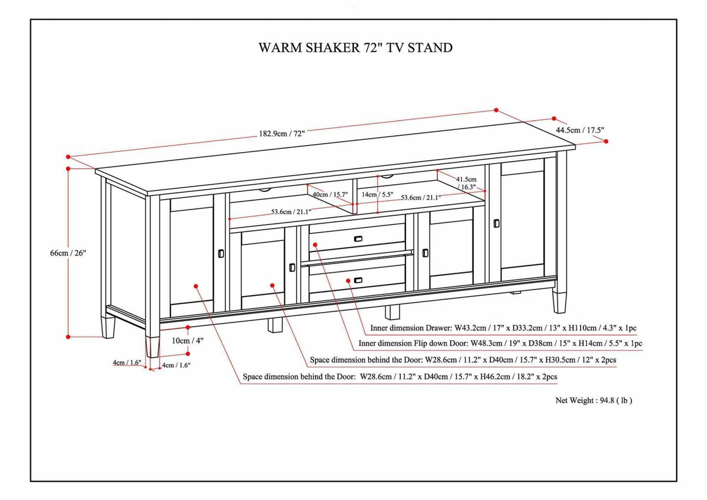 Rustic Natural Aged Brown | Warm Shaker 72 inch TV Stand