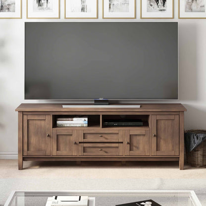 Rustic Natural Aged Brown | Warm Shaker 72 inch TV Stand