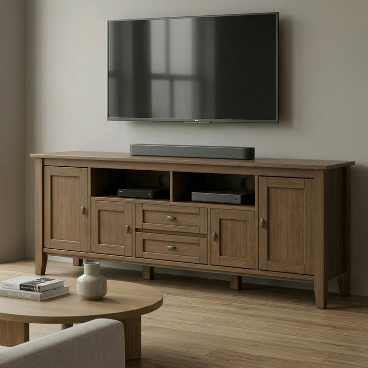 Rustic Natural Aged Brown | Warm Shaker 72 inch TV Media Stand
