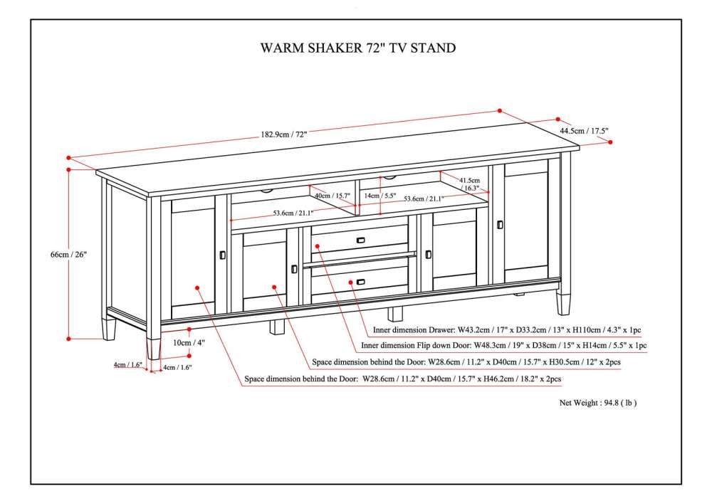 White | Warm Shaker 72 inch TV Stand