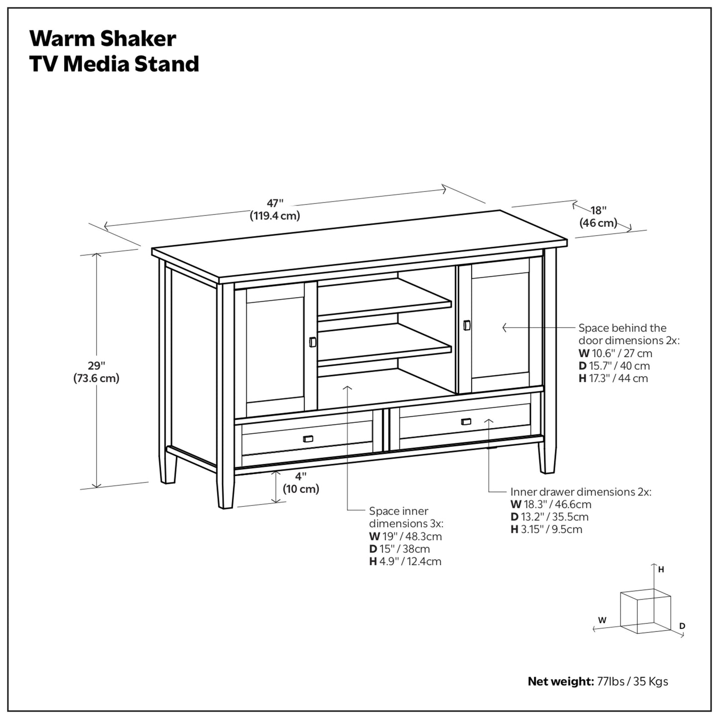 Black | Warm Shaker TV Media Stand