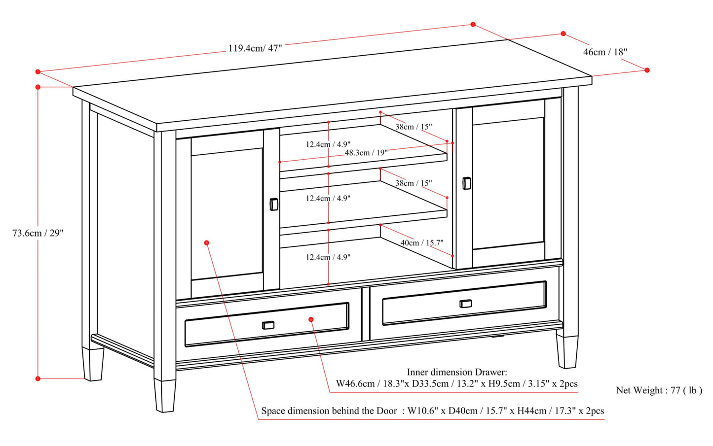 Farmhouse Grey | Warm Shaker 47 inch TV Stand