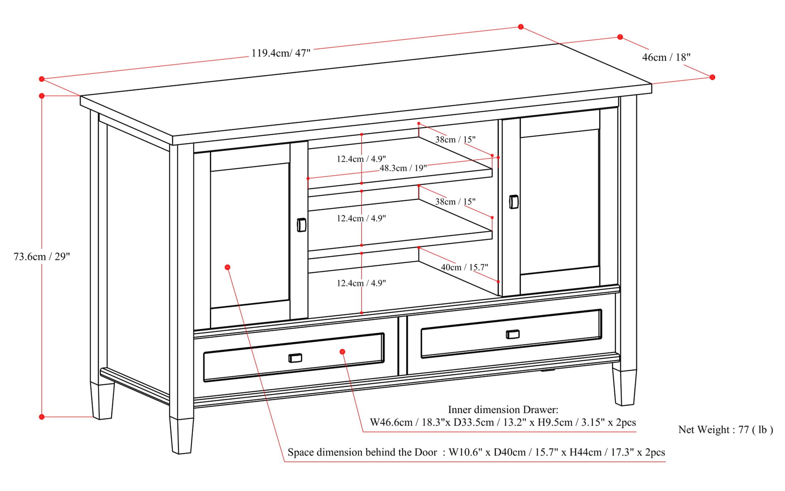 Distressed Grey | Warm Shaker 47 inch TV Stand