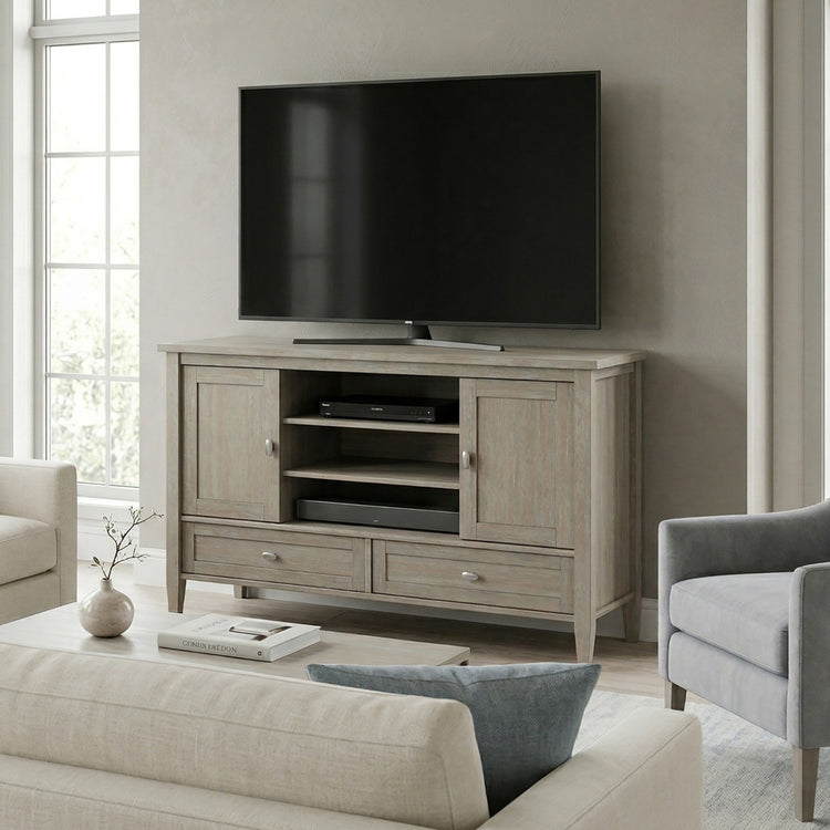 Distressed Grey | Warm Shaker TV Media Stand