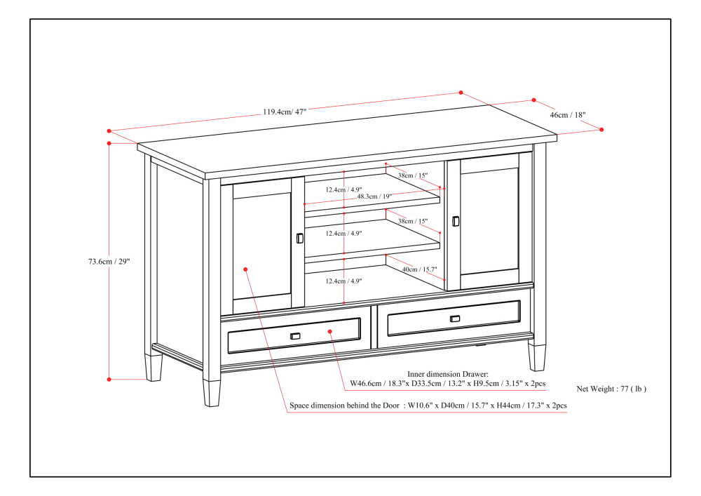 Tobacco Brown | Warm Shaker 47 inch TV Stand
