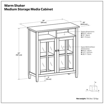Brunette Brown | Warm Shaker Medium Storage Media Cabinet