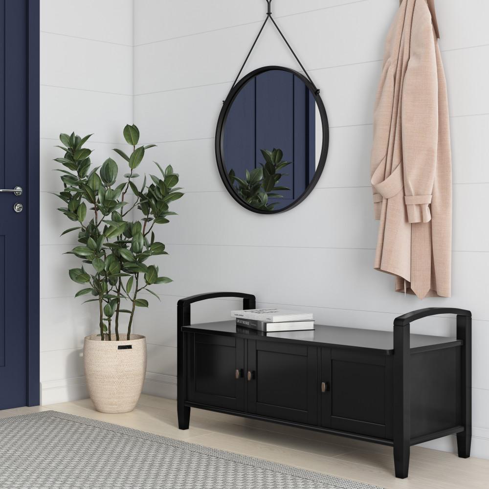 Black | Warm Shaker 44 inch Entryway Bench