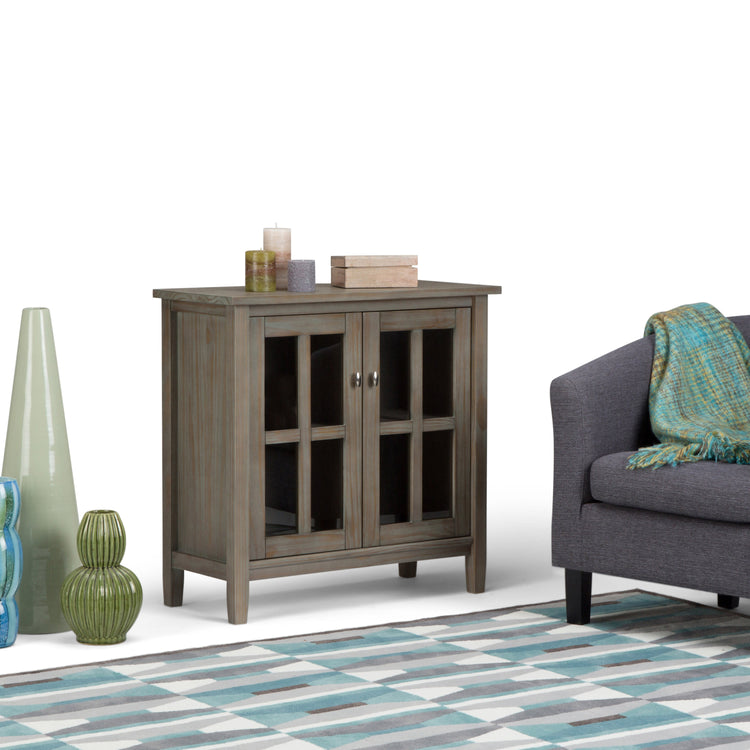 Distressed Grey | Warm Shaker Low Storage Cabinet