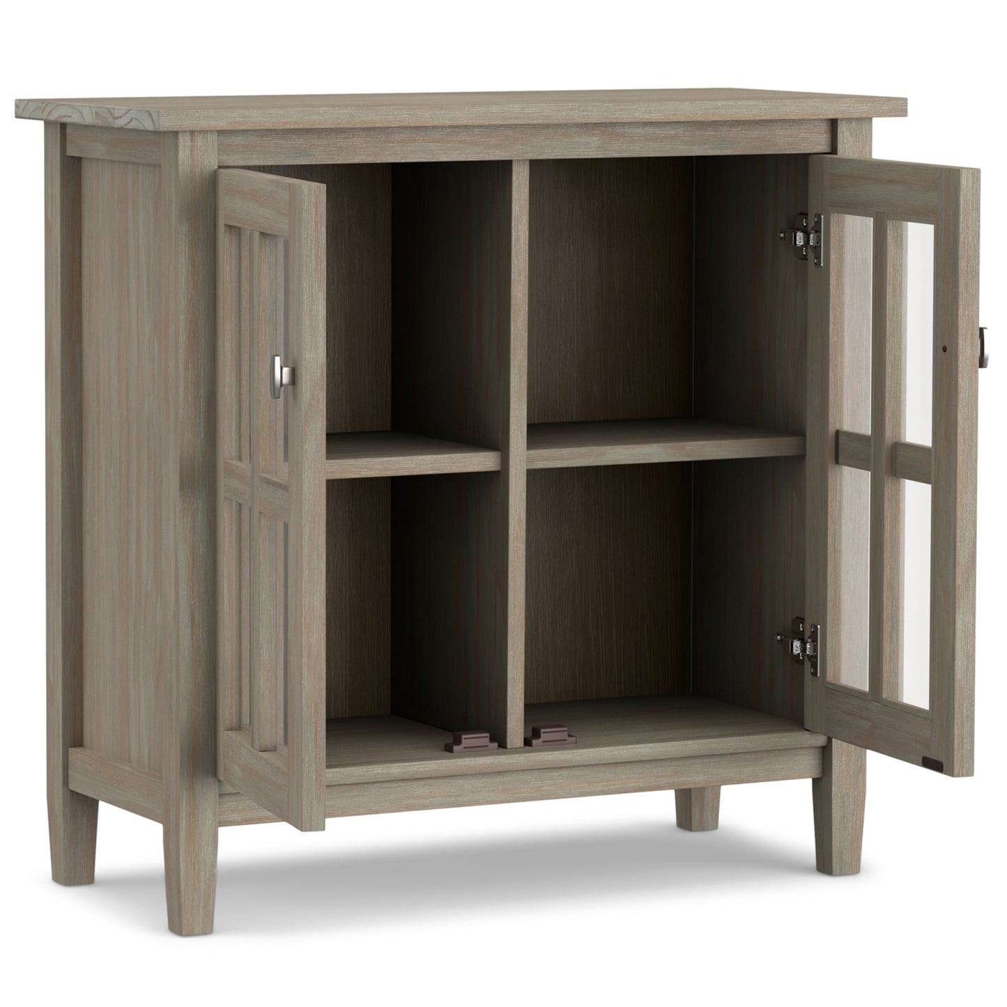 Distressed Grey | Warm Shaker Low Storage Cabinet