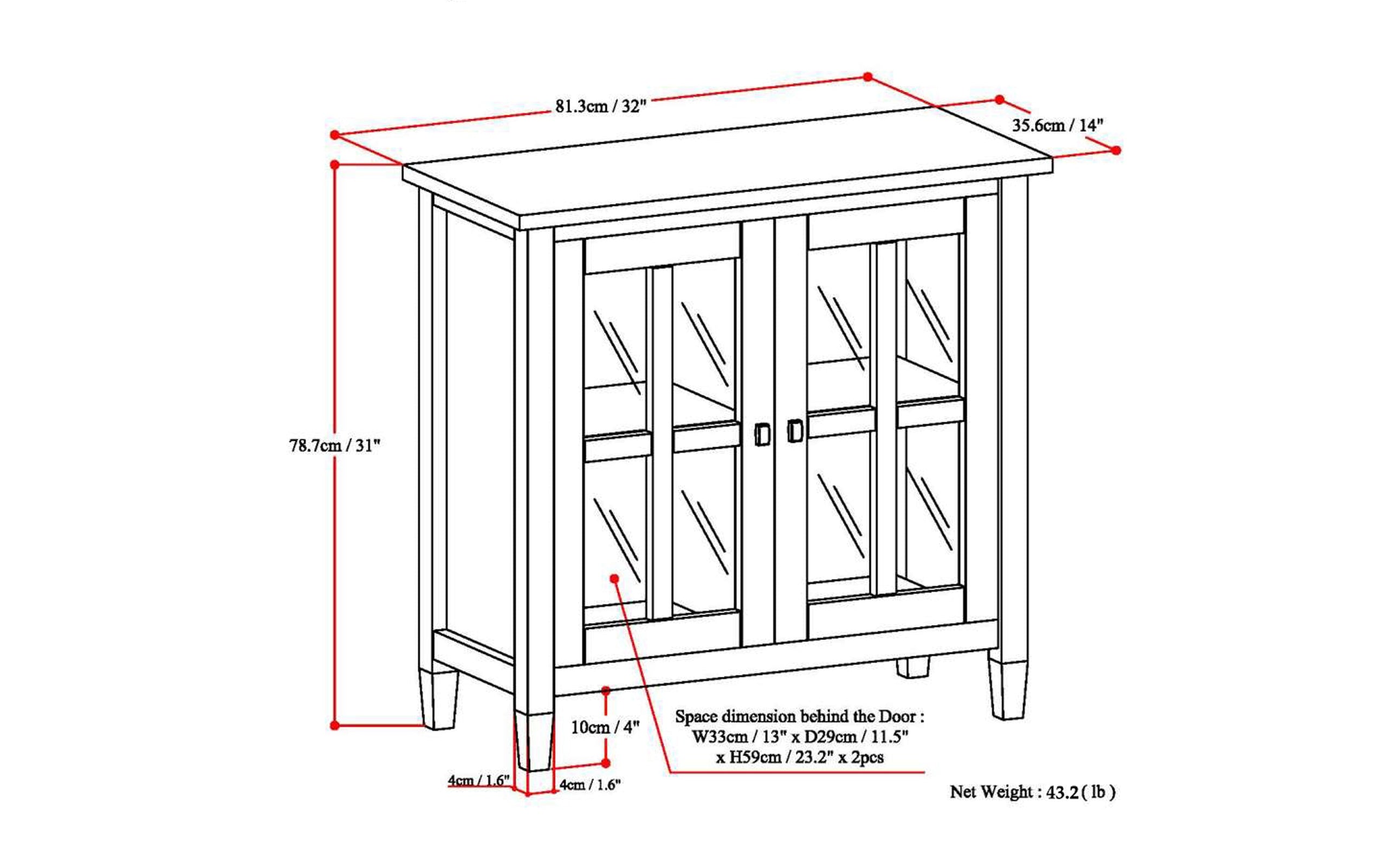 Tobacco Brown | Warm Shaker 32 inch Low Storage Cabinet