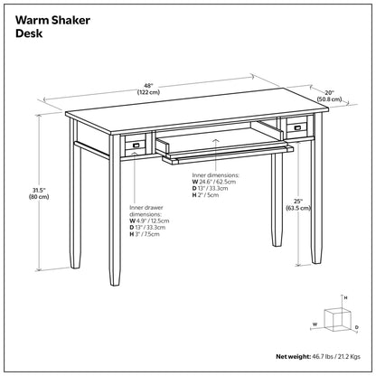 Distressed Grey | Warm Shaker 48 inch Desk