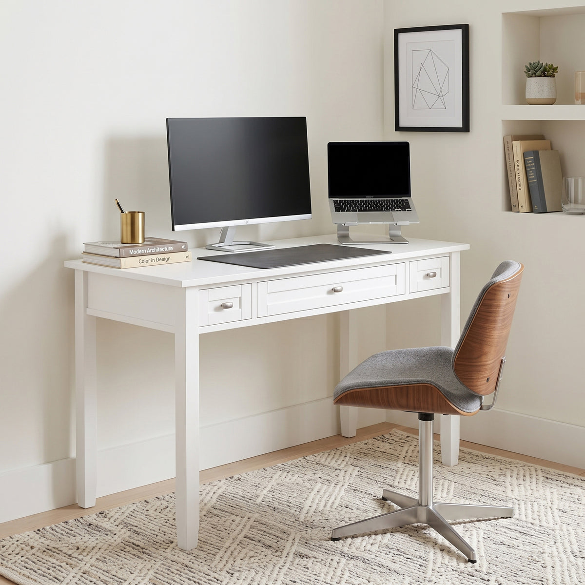 White | Warm Shaker 48 inch Desk