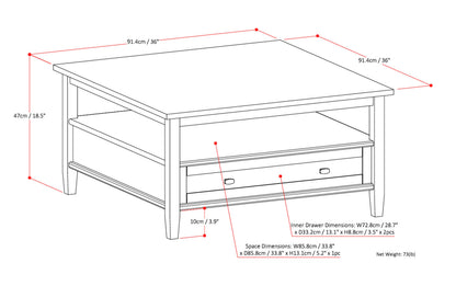 Distressed Grey | Warm Shaker Square Coffee Table