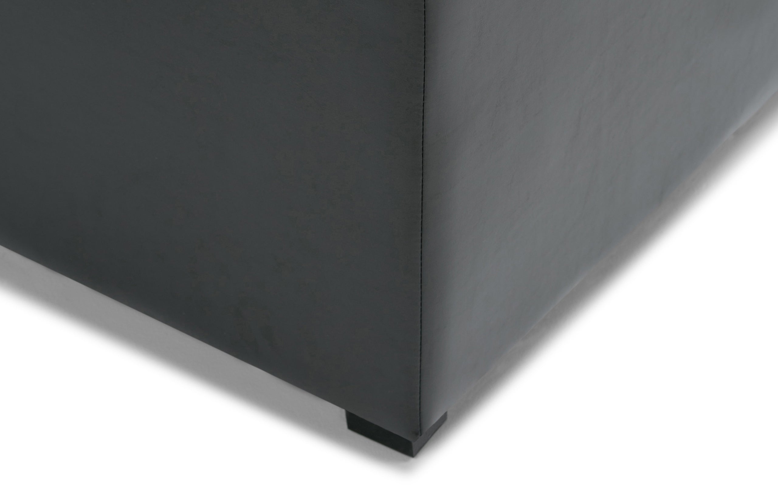 Midnight Black Vegan Leather | Avalon Table Ottoman in Vegan Leather