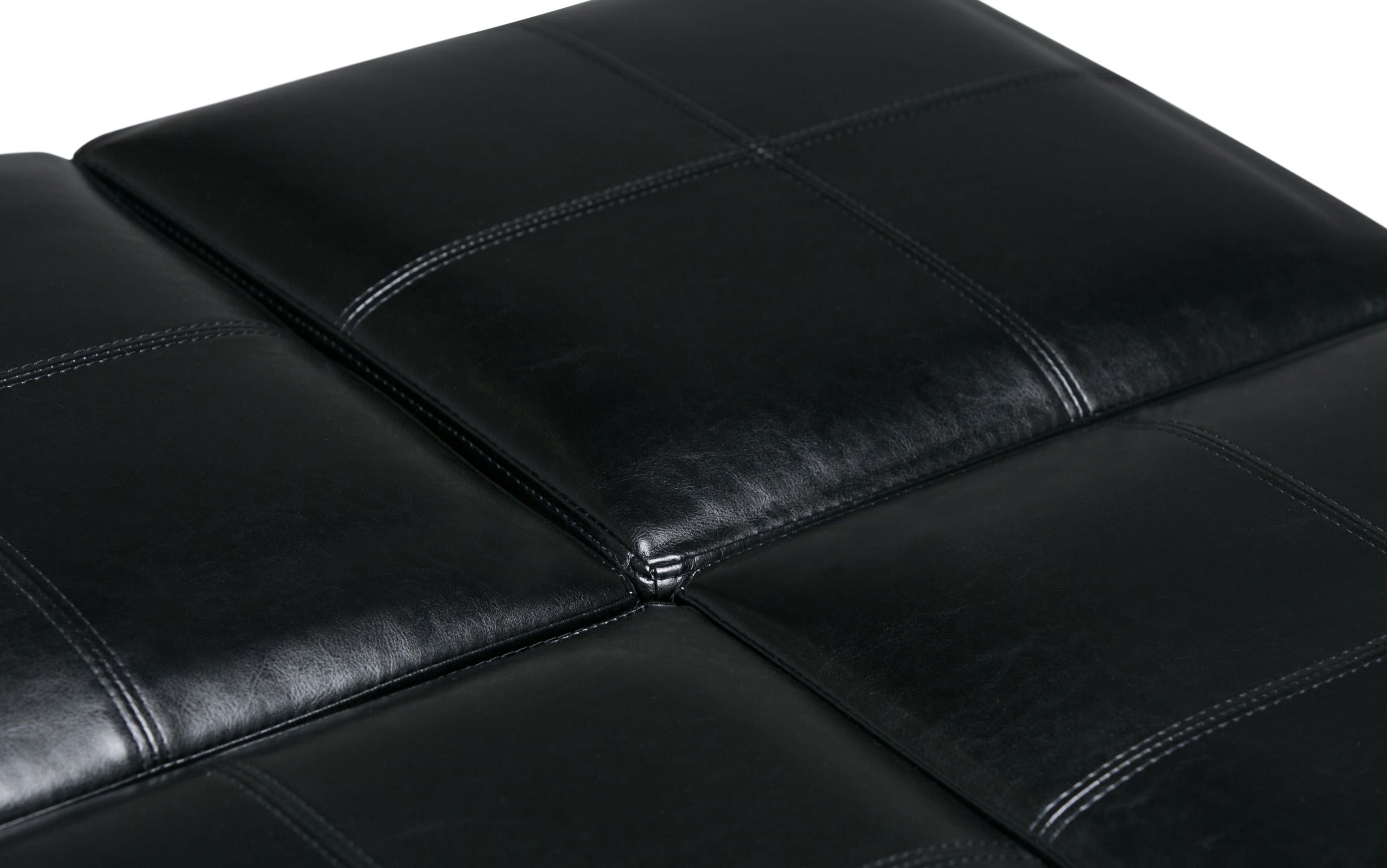 Midnight Black Vegan Leather | Avalon Table Ottoman in Vegan Leather