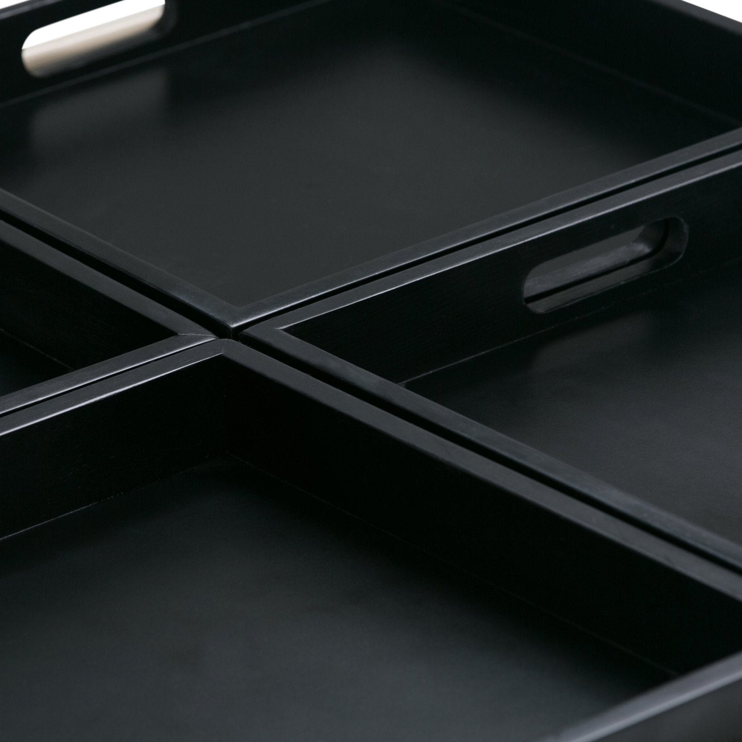 Midnight Black Vegan Leather | Avalon Vegan Leather Square Coffee Table Storage Ottoman
