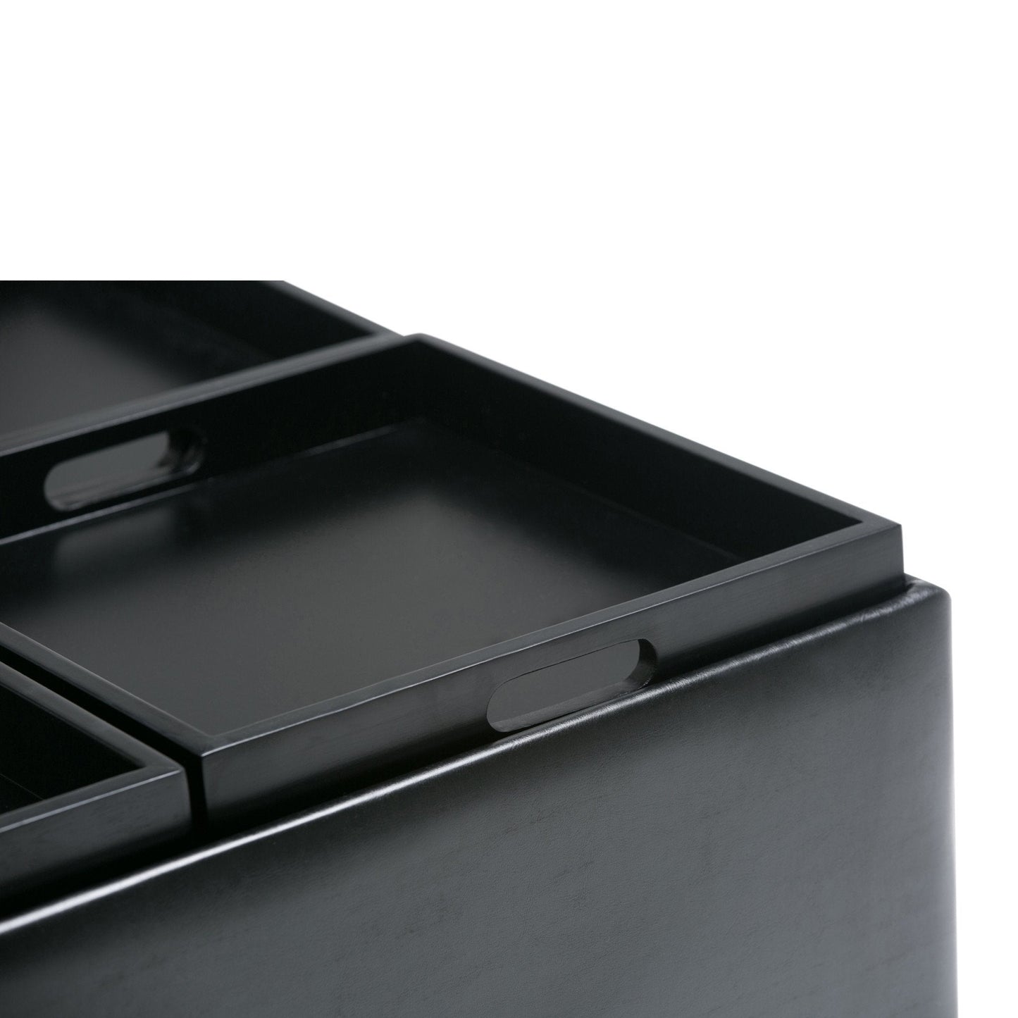 Midnight Black Vegan Leather | Avalon Vegan Leather Square Coffee Table Storage Ottoman