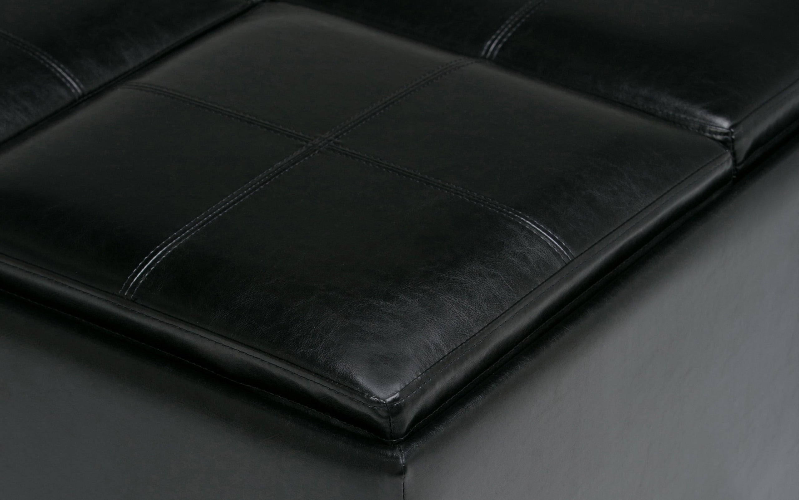 Midnight Black Vegan Leather | Avalon Table Ottoman in Vegan Leather