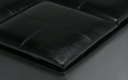 Midnight Black Vegan Leather | Avalon Table Ottoman in Vegan Leather