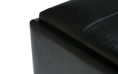 Midnight Black Vegan Leather | Avalon Table Ottoman in Vegan Leather