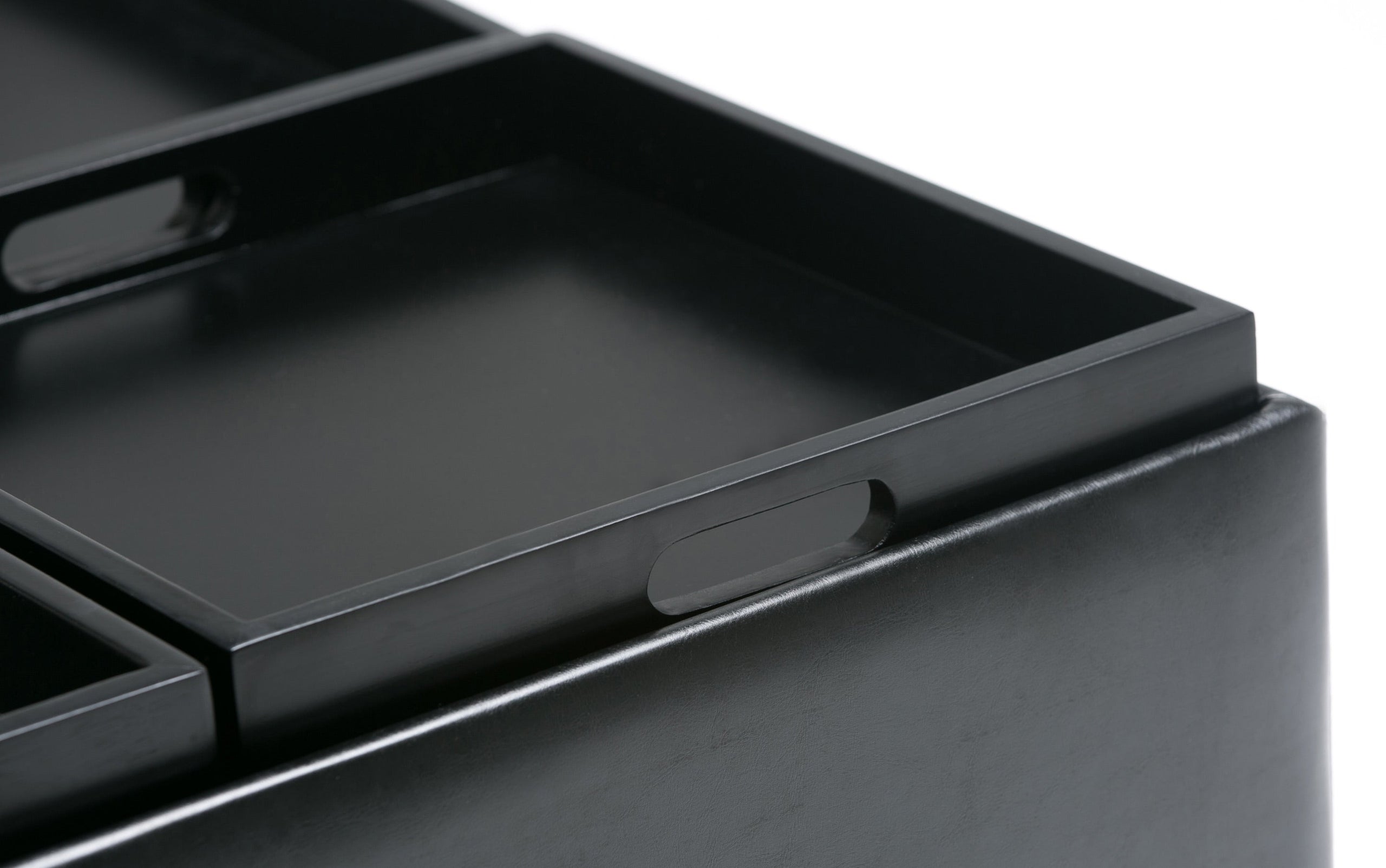 Midnight Black Vegan Leather | Avalon Table Ottoman in Vegan Leather