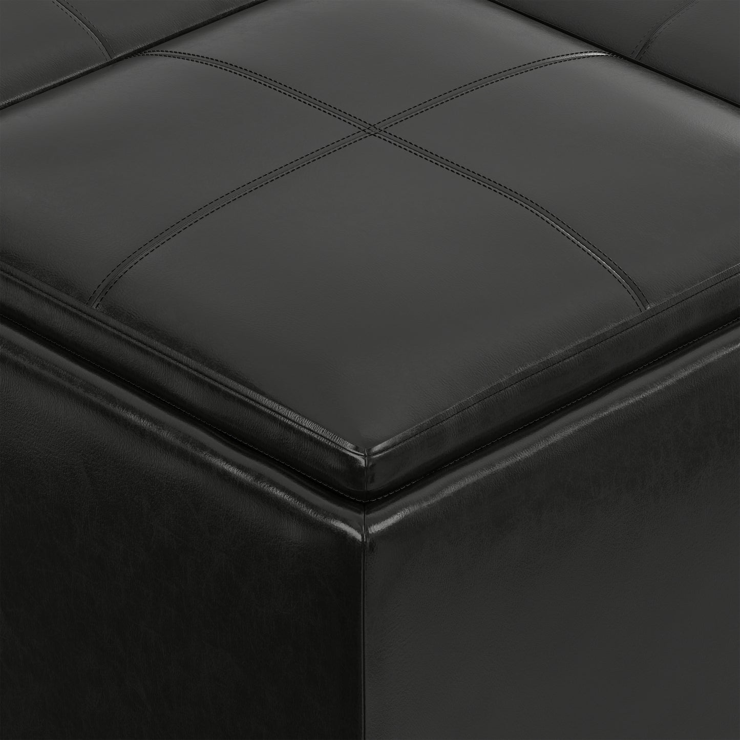 Midnight Black Vegan Leather | Avalon Table Ottoman in Vegan Leather