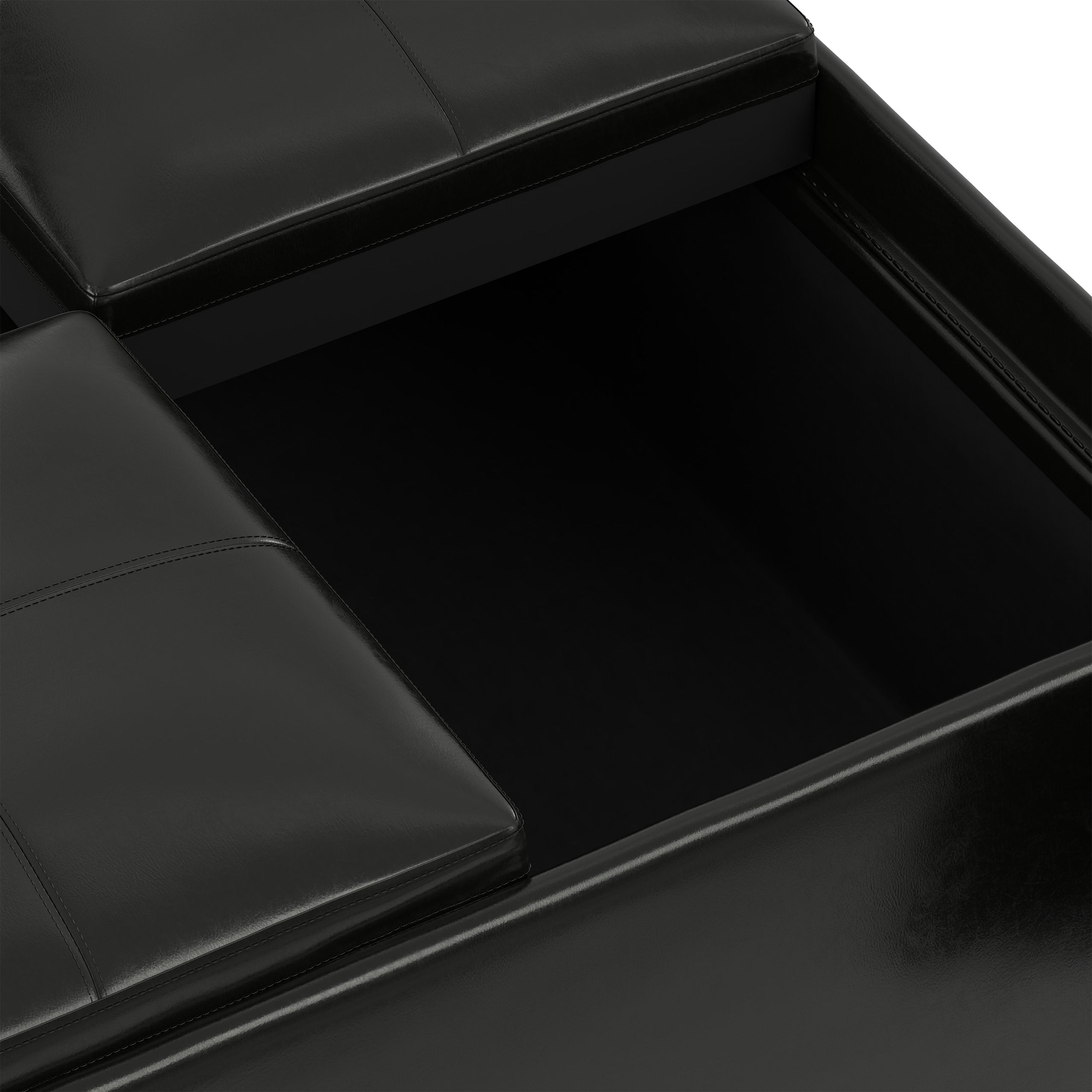 Midnight Black Vegan Leather | Avalon Table Ottoman in Vegan Leather