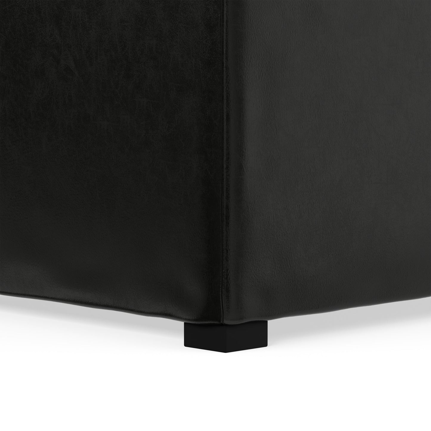 Midnight Black Vegan Leather | Avalon Table Ottoman in Vegan Leather