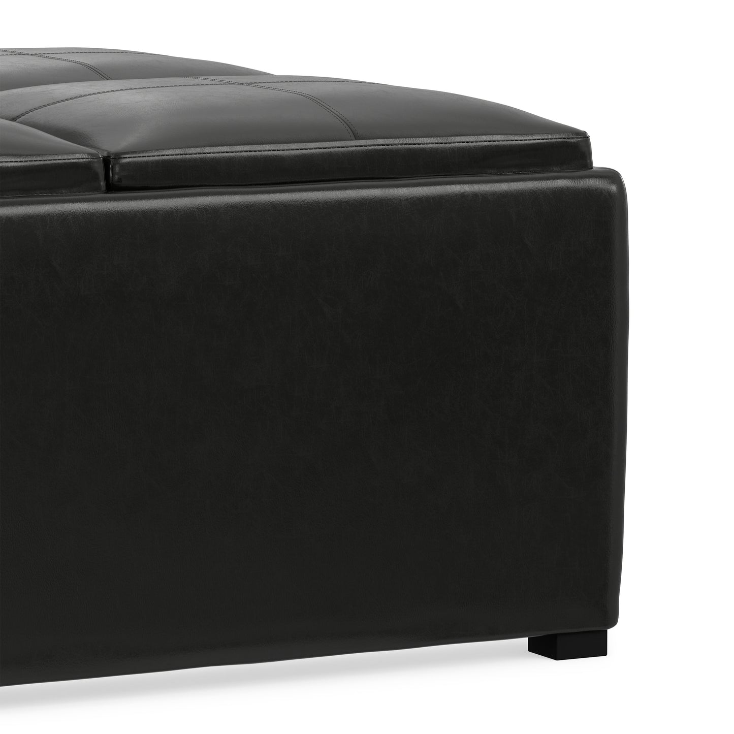 Midnight Black Vegan Leather | Avalon Table Ottoman in Vegan Leather