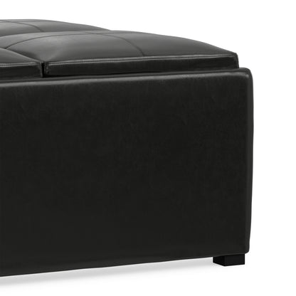 Midnight Black Vegan Leather | Avalon Table Ottoman in Vegan Leather