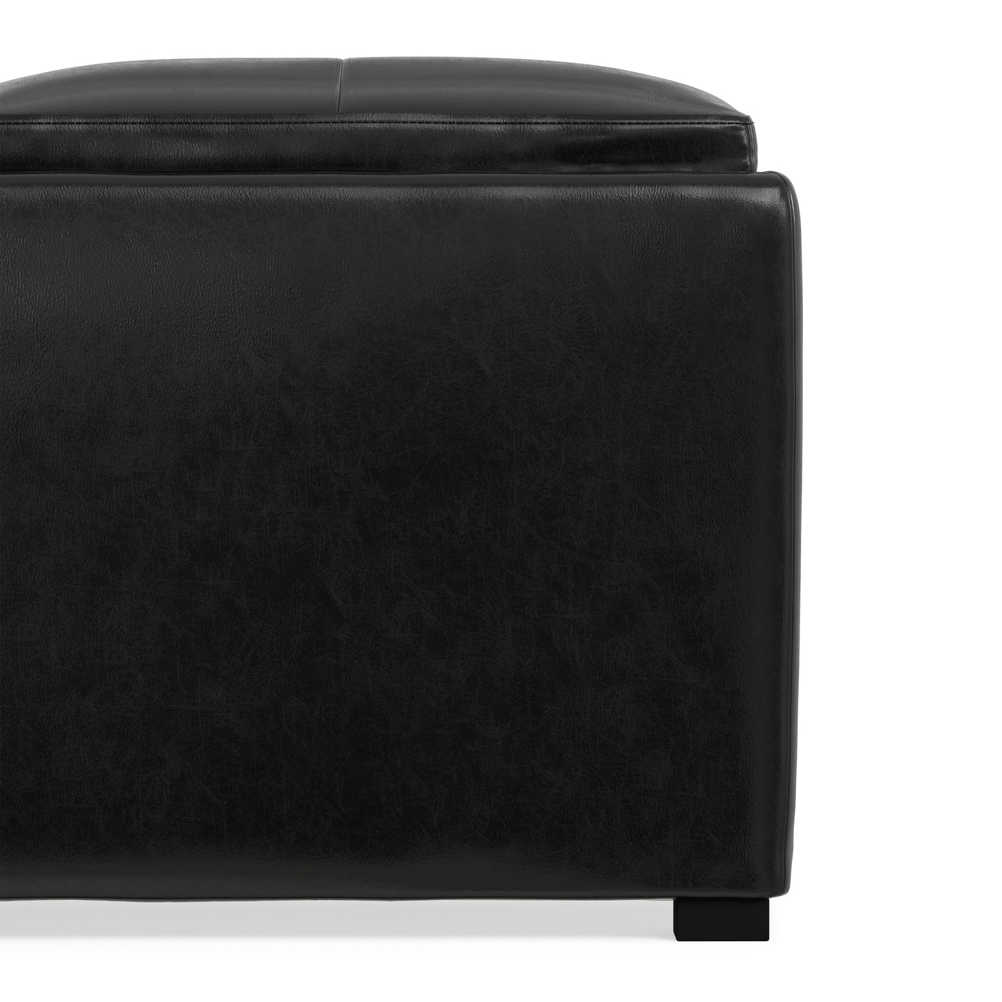 Midnight Black Vegan Leather | Avalon Table Ottoman in Vegan Leather