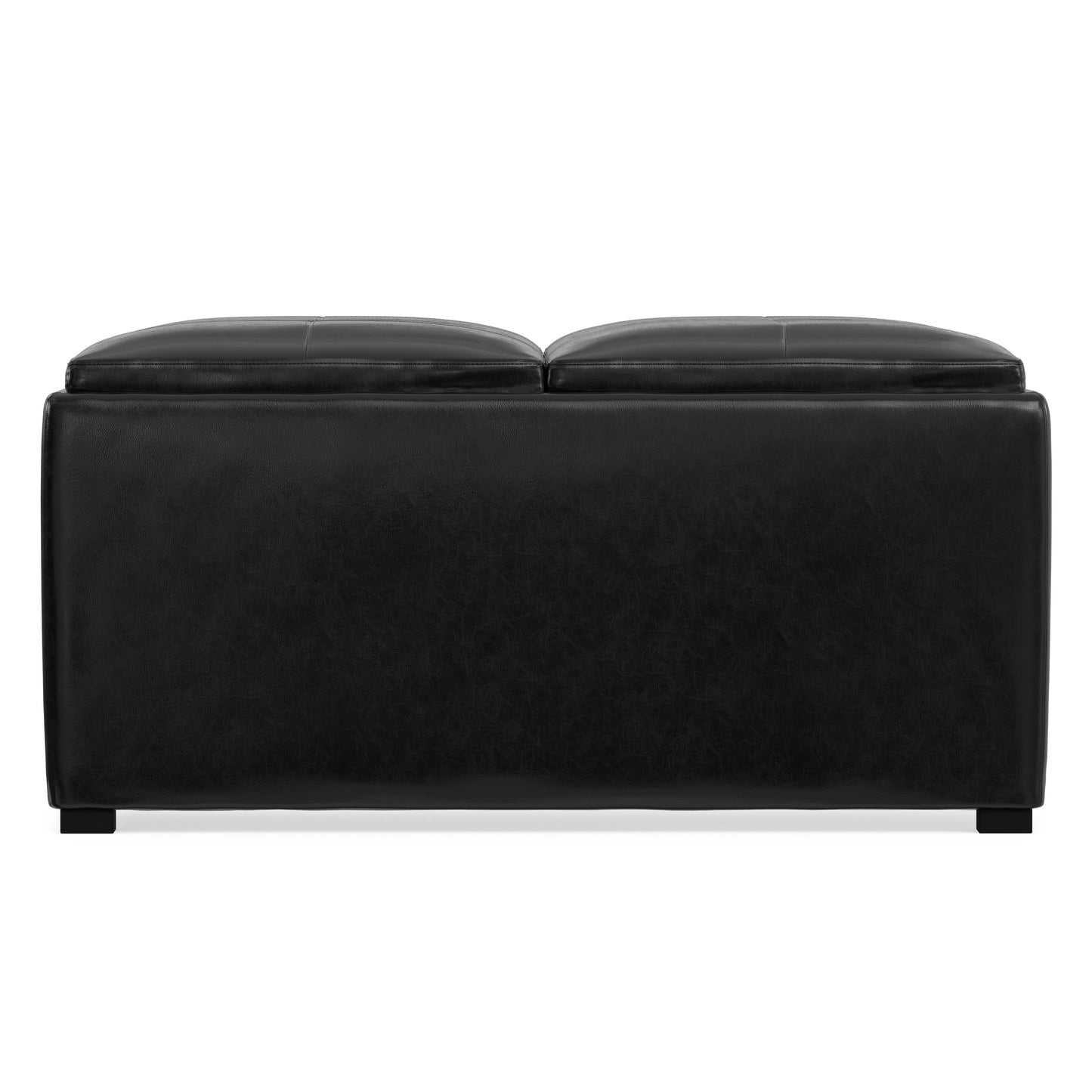 Midnight Black Vegan Leather | Avalon Table Ottoman in Vegan Leather