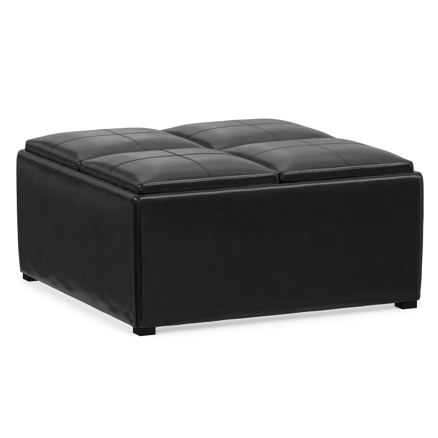 Midnight Black Vegan Leather | Avalon Table Ottoman in Vegan Leather