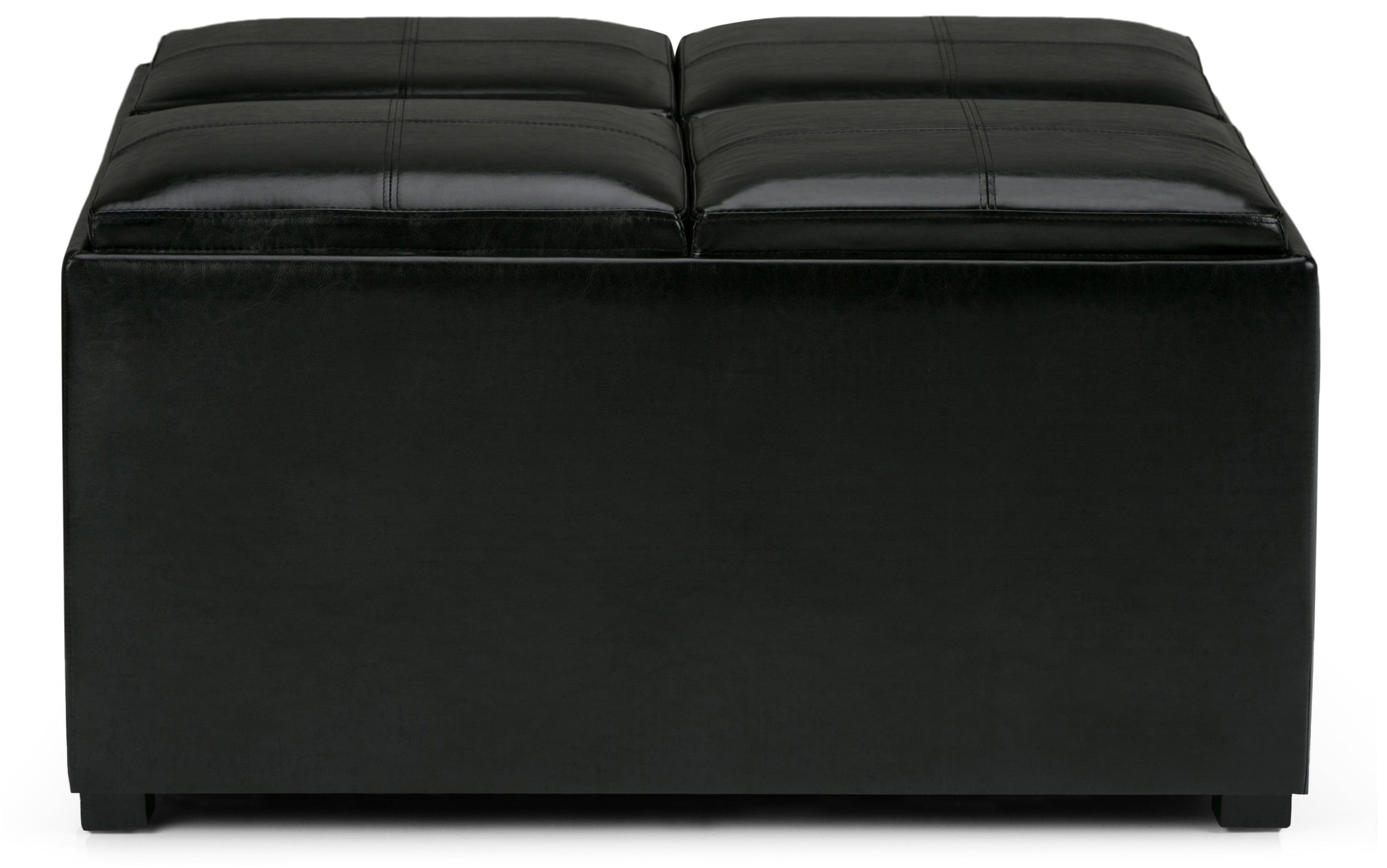 Midnight Black Vegan Leather | Avalon Table Ottoman in Vegan Leather