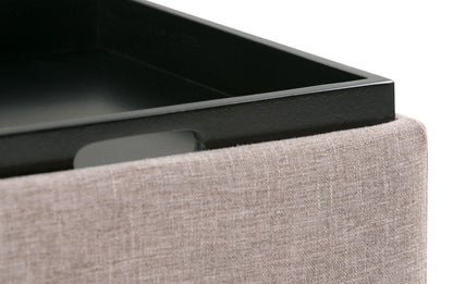 Fawn Brown Linen Style Fabric | Avalon Table Ottoman in Linen