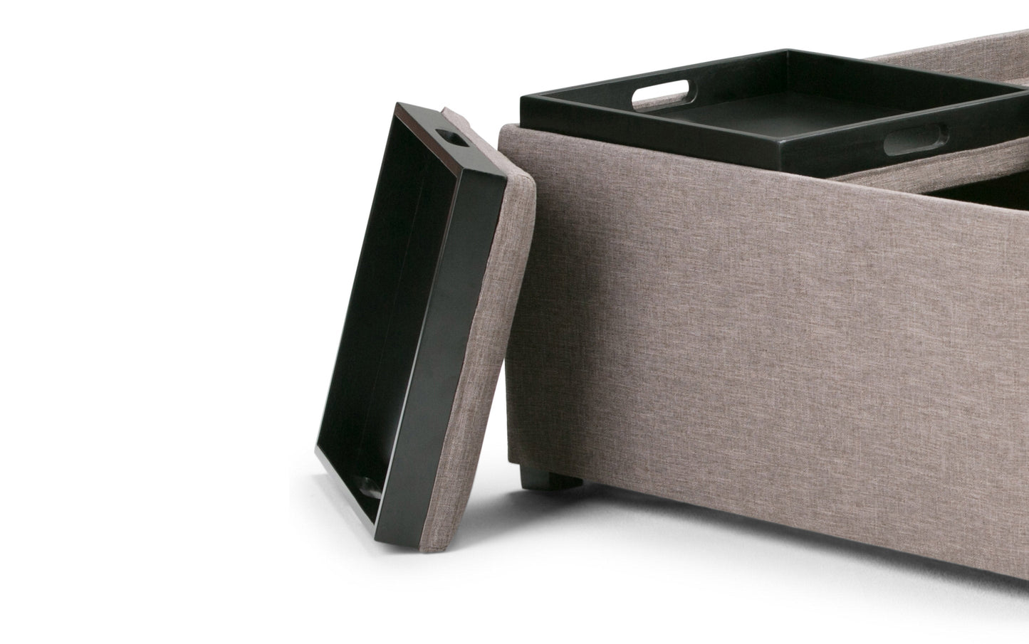 Fawn Brown Linen Style Fabric | Avalon Table Ottoman in Linen