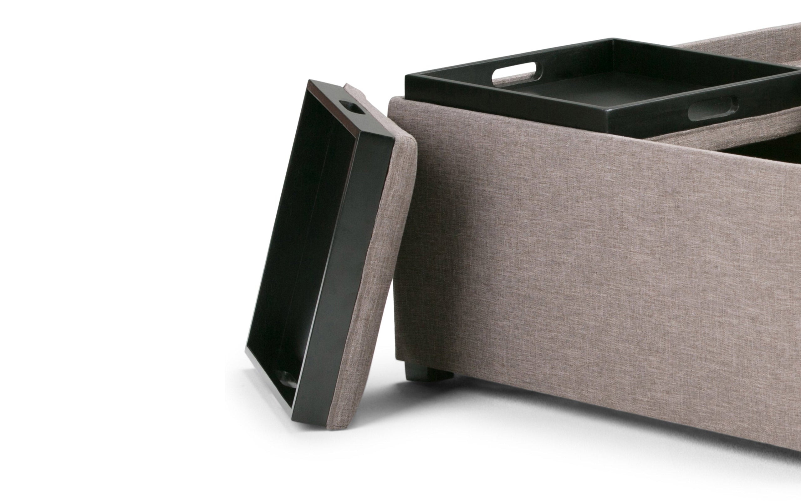 Fawn Brown Linen Style Fabric | Avalon Table Ottoman in Linen