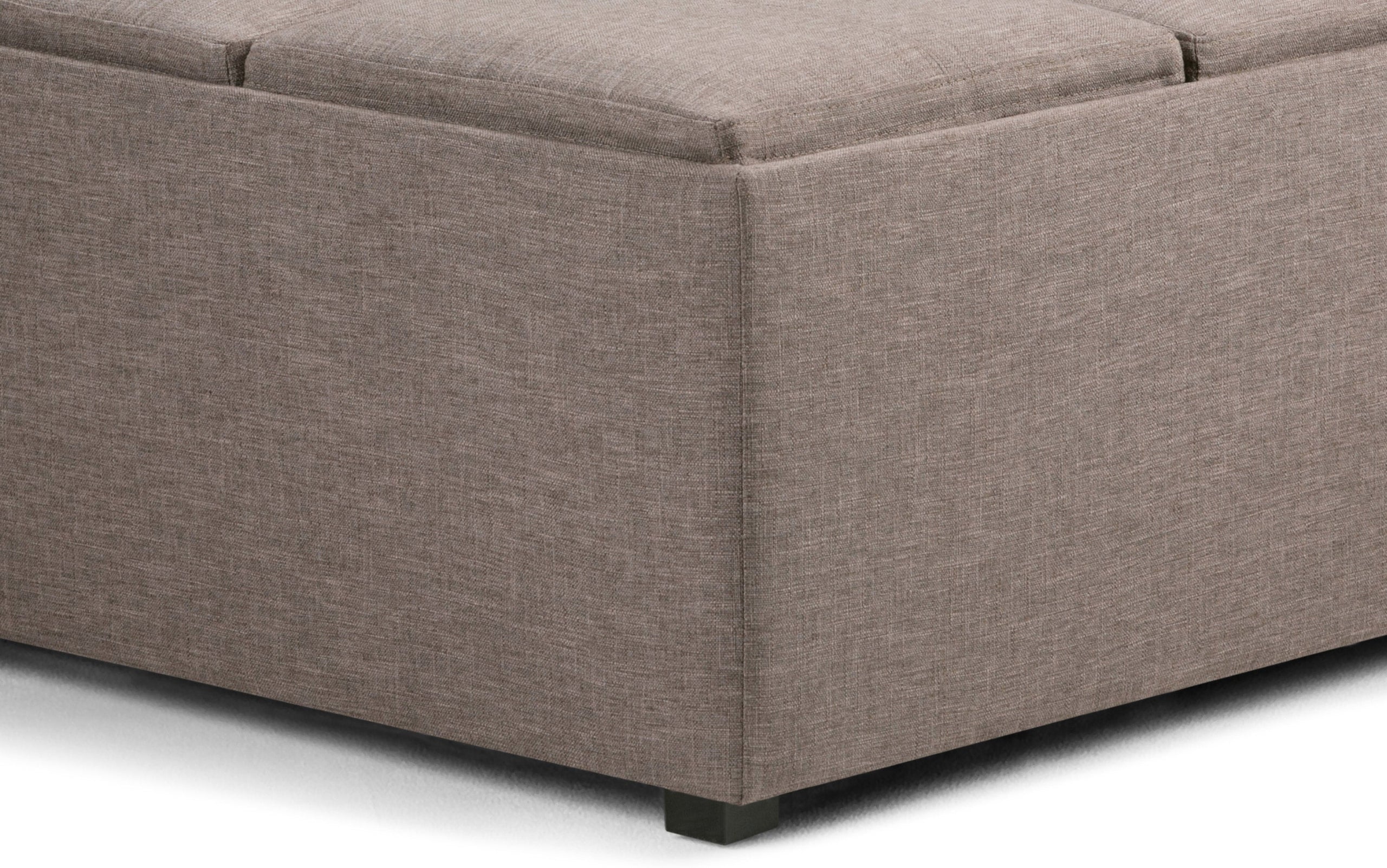 Fawn Brown Linen Style Fabric | Avalon Table Ottoman in Linen