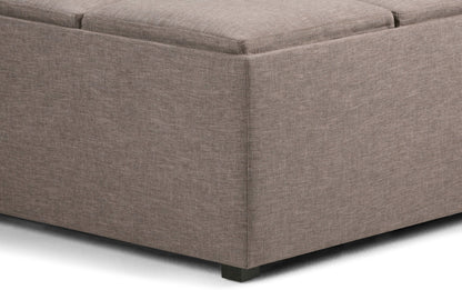 Fawn Brown Linen Style Fabric | Avalon Table Ottoman in Linen