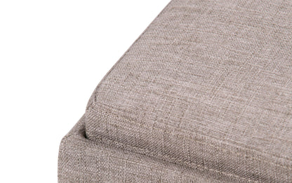 Fawn Brown Linen Style Fabric | Avalon Table Ottoman in Linen