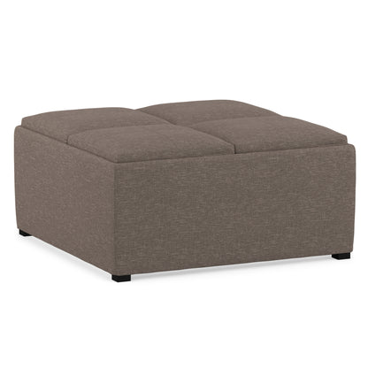 Fawn Brown Linen Style Fabric | Avalon Table Ottoman in Linen