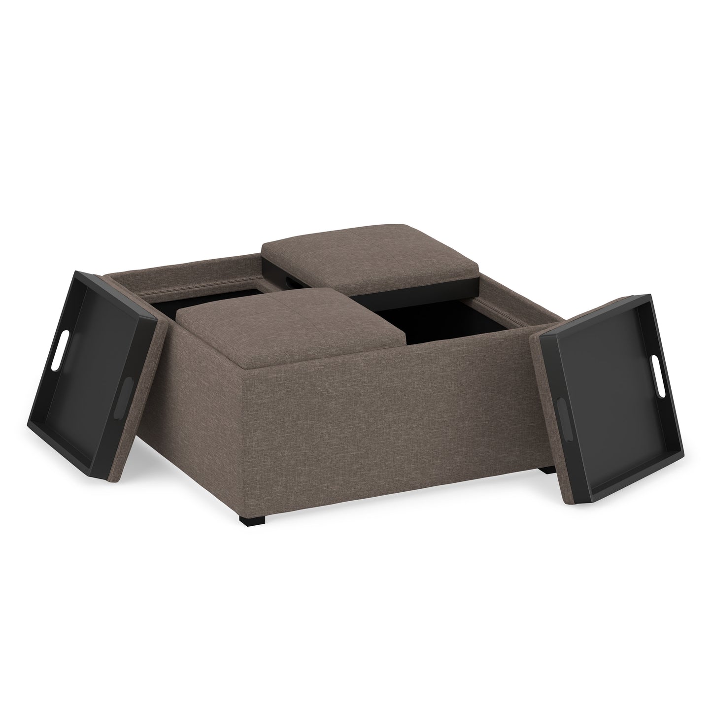 Fawn Brown Linen Style Fabric | Avalon Table Ottoman in Linen
