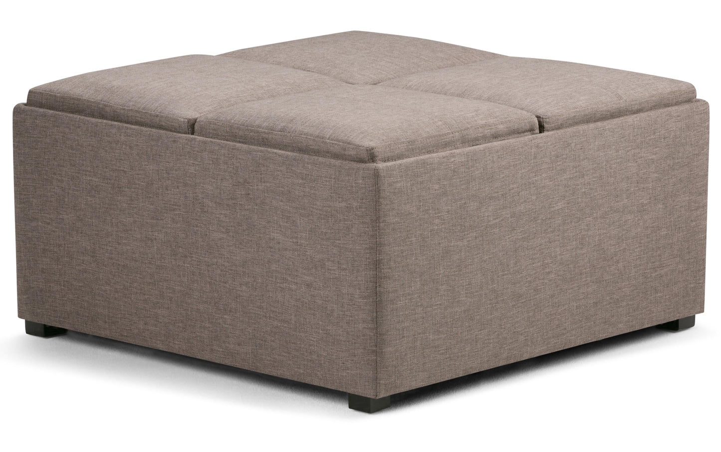 Fawn Brown Linen Style Fabric | Avalon Table Ottoman in Linen
