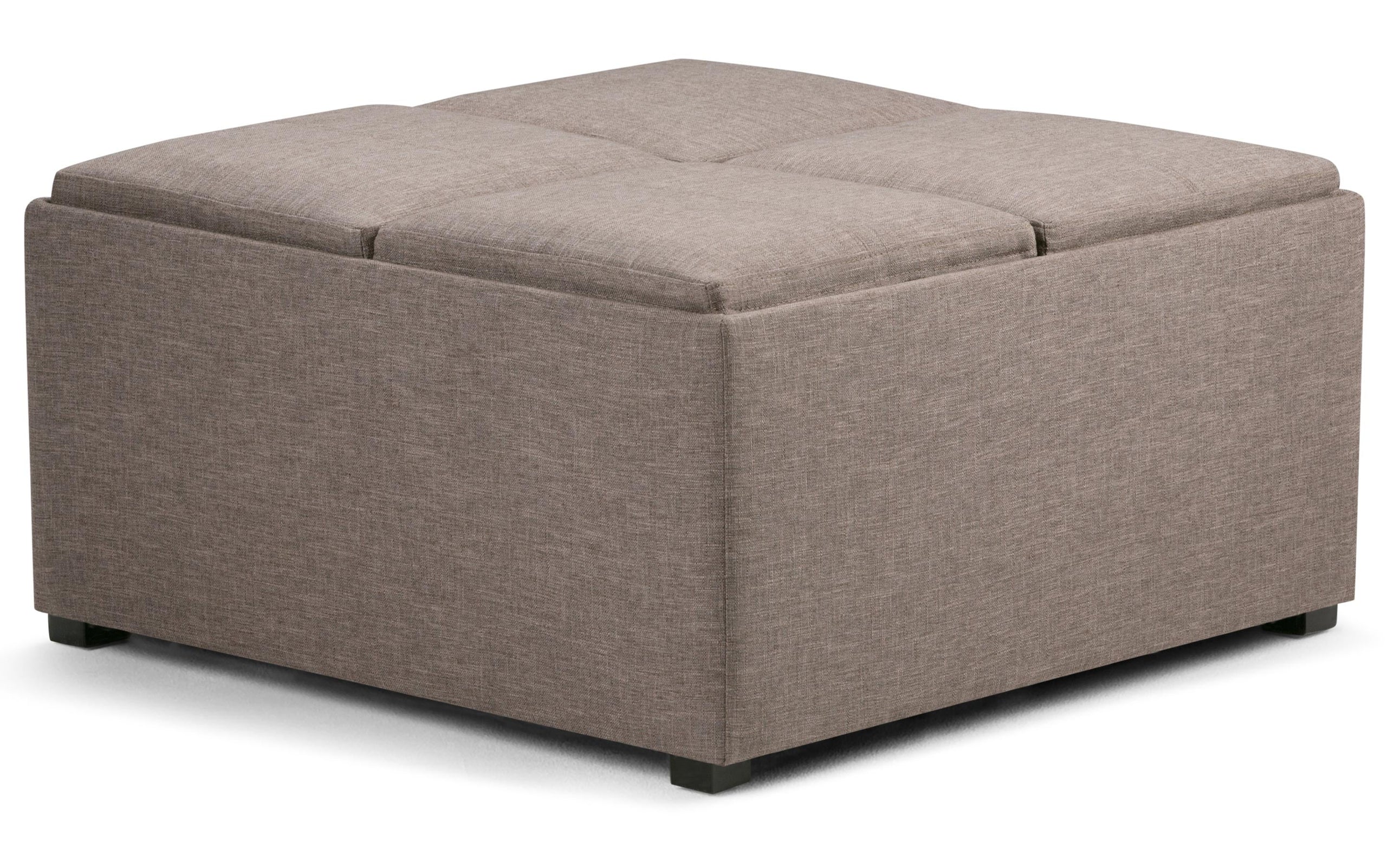 Fawn Brown Linen Style Fabric | Avalon Table Ottoman in Linen