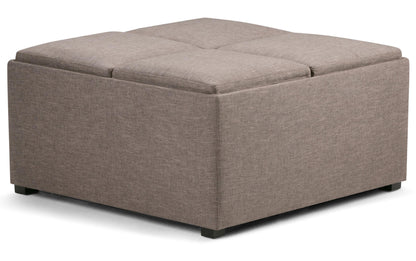 Fawn Brown Linen Style Fabric | Avalon Table Ottoman in Linen