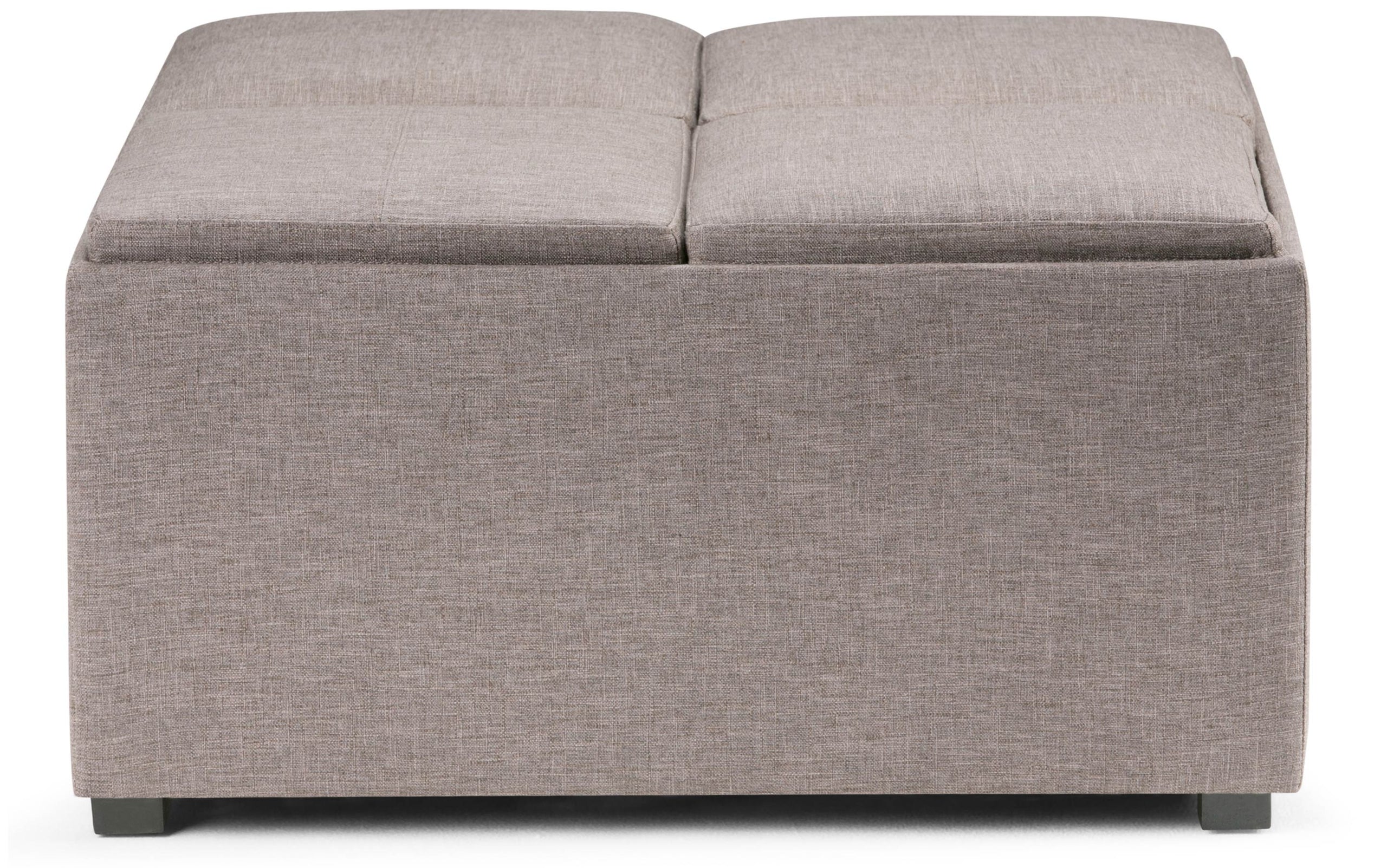 Fawn Brown Linen Style Fabric | Avalon Table Ottoman in Linen
